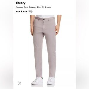 THEORY | Men's Brewer Soft Sateen Khaki Chinos Pants Size 33